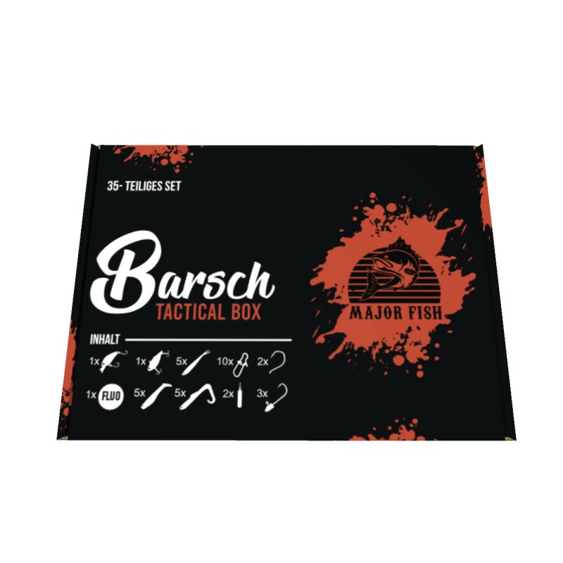 Major Fish Barsch Tactical Box 35- teilig Gummifische Hardbaits Set