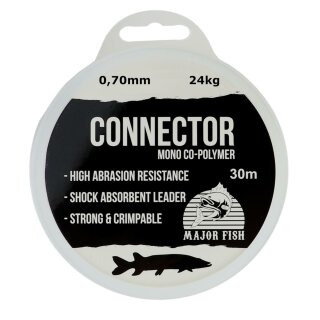 Major Fish Connector Hardmono Schnur Vorfachmaterial Shock Leader 30 m 0.70 mm - 50 LB