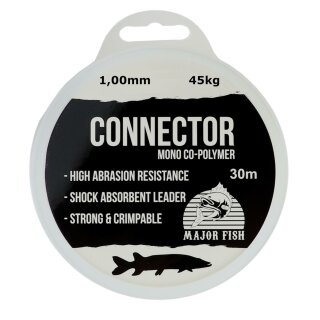 Major Fish Connector Hardmono Schnur Vorfachmaterial Shock Leader 30 m 1.00 mm - 100 LB