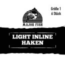 Major Fish Light Inline Haken 6 Stück Hakengröße 1