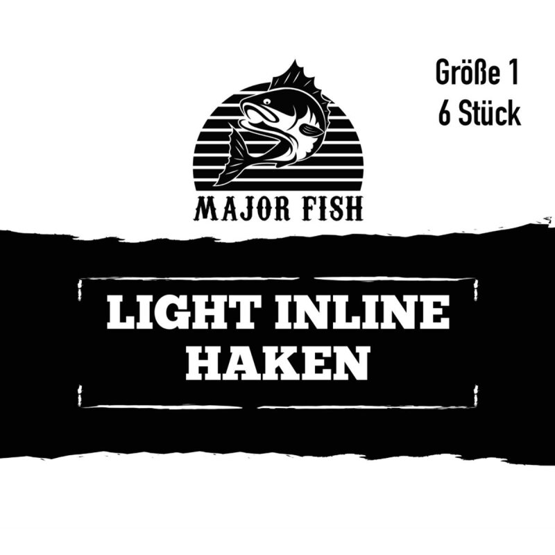 Major Fish Light Inline Haken 6 Stück Hakengröße 1