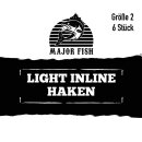 Major Fish Light Inline Haken 6 Stück Hakengröße 2