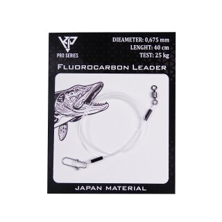 K.P 100 % Fluorocarbon Vorfach Leader Hechtangeln 0,68 mm - 40 cm